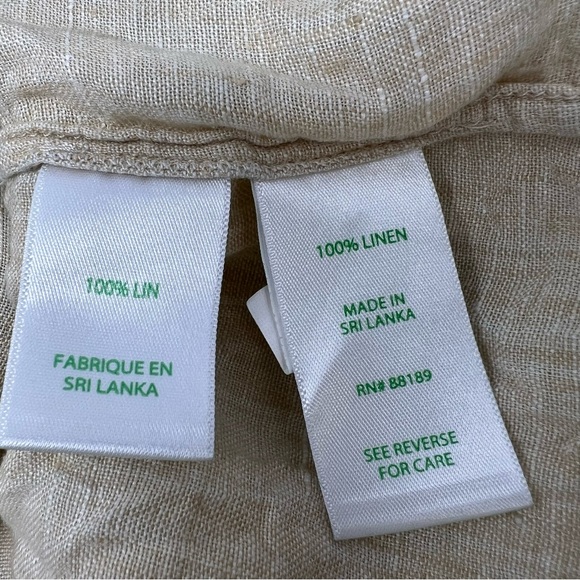 Lilly Pulitzer Top Seacoast Linen Off Beige Long Sleeve Button Up Shirt  Small - Picture 5 of 7